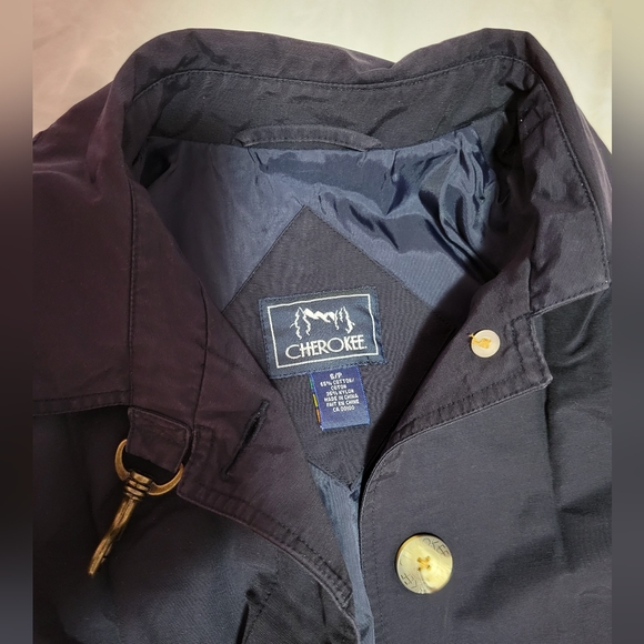 CHEROKEE dark navy collared rain/trench coat - Picture 3 of 4